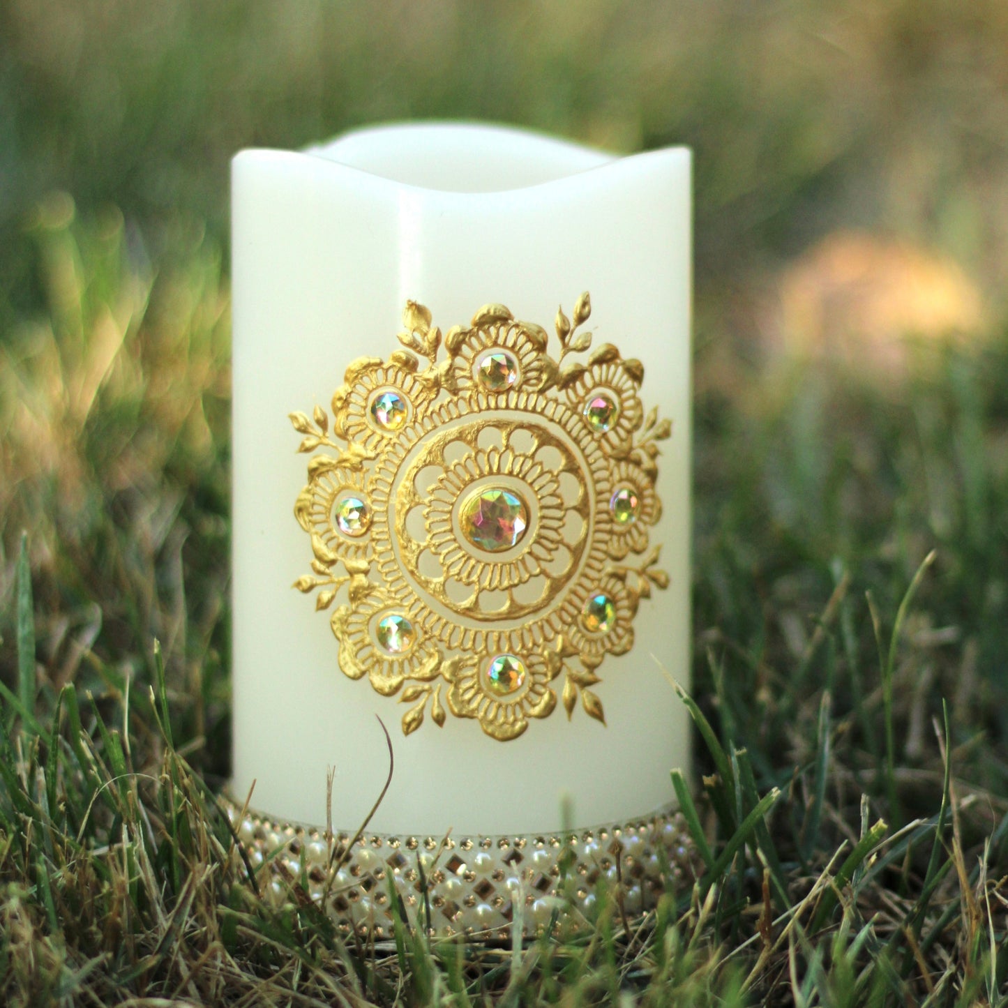 LED Henna Candle - Design 1 - Made to Order